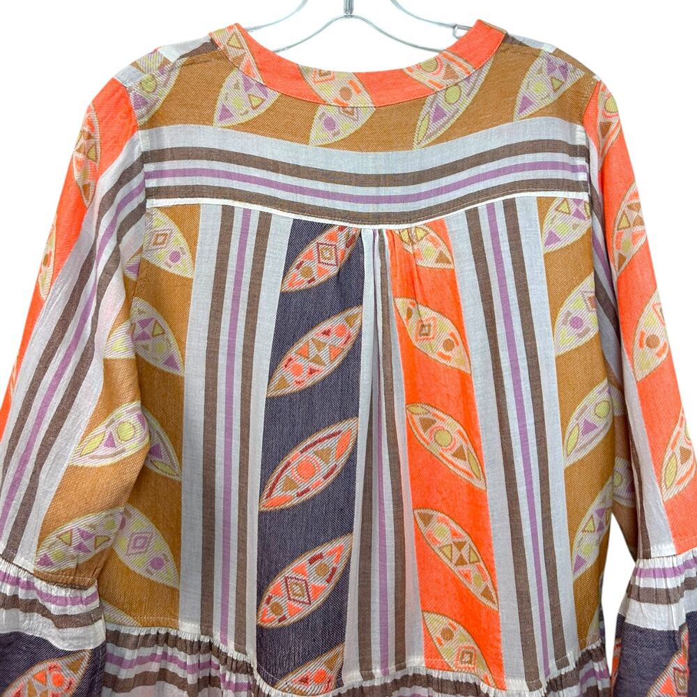 Devotion Twins NWT 'Hermosa' Tunic Mini Dress, Boho, Pattern Orange Lilac, Small - Picture 9 of 12